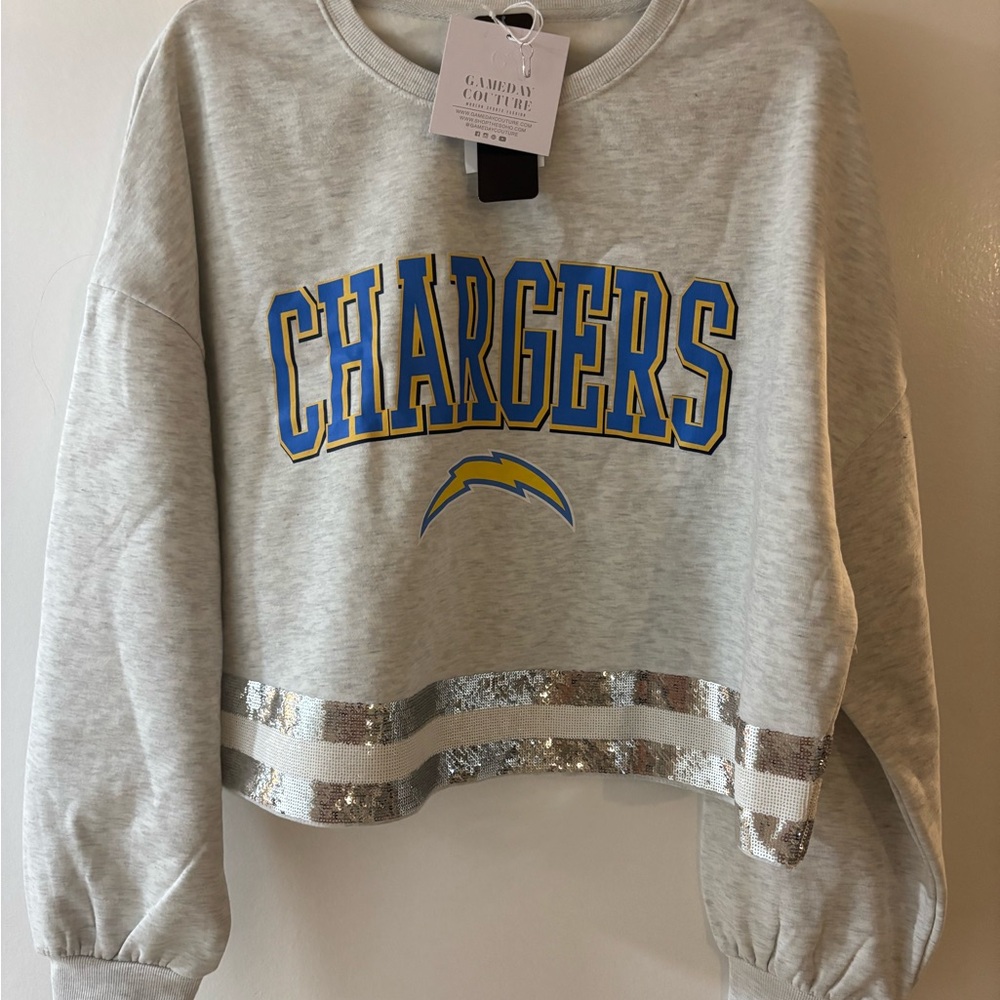 Chargers Cropped Sweatshirt with Silver Accents